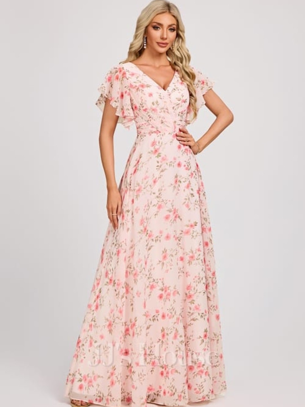 JJ’s House Cesia A-Line Ruffle Chiffon Bridesmaid Dress Size 18 – Worn Once